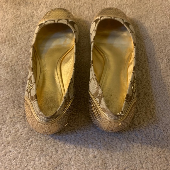 Gold and Tan Colored Coach ballet Shoes size 7 - Picture 3 of 5